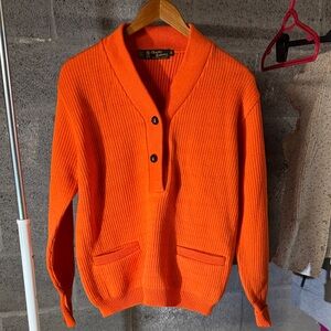 Orange Shawl Collar Sweater
